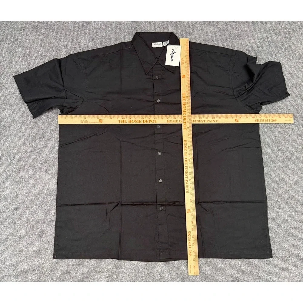 Arjun Mens Black Short Sleeve Button‎ Down Shirt Collared Casual Size 4XL NEW